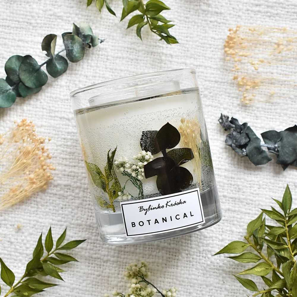 CITRONOVÁ TRÁVA A ZÁZVOR – BOTANICAL sojová vonná svíčka s květy