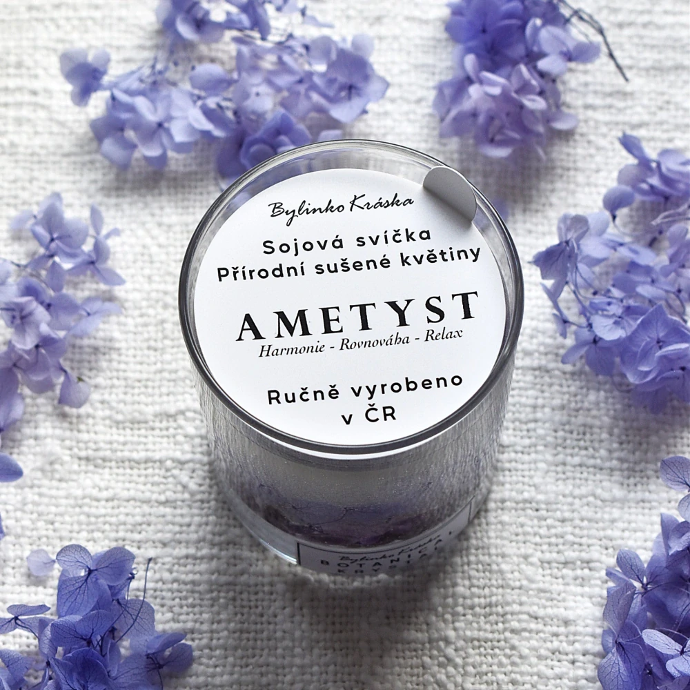 AMETYST – BOTANICAL KRYSTAL sojová vonná svíčka s květy